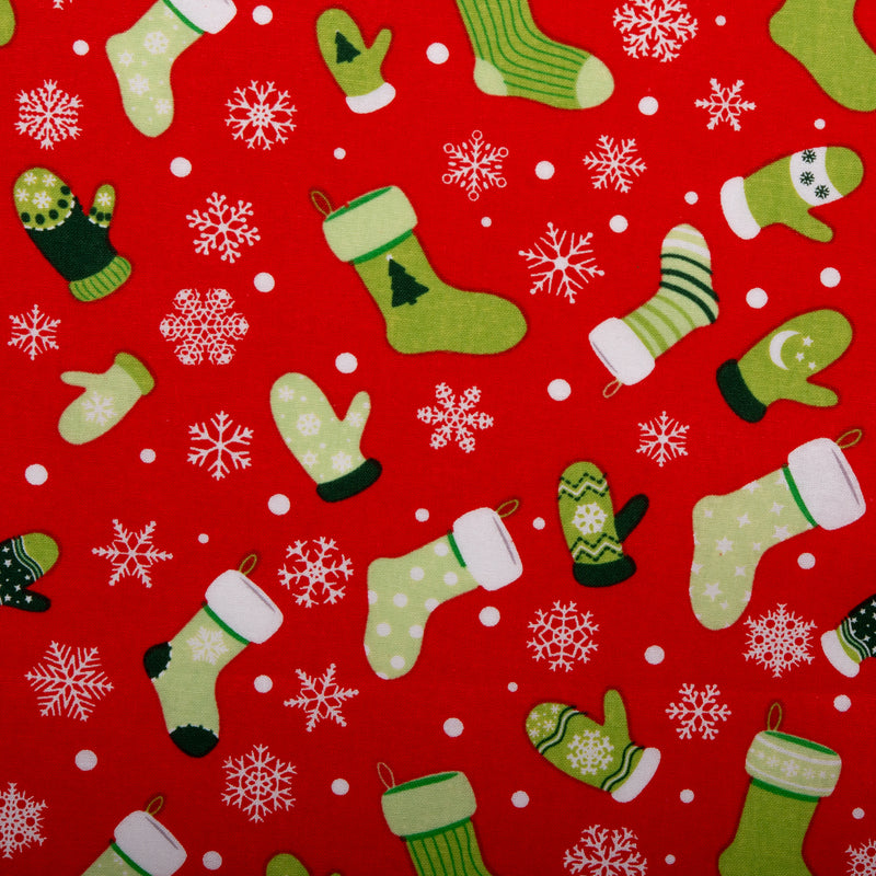 Printed Cotton - CHRISTMAS MAGIC - Christmas sock - Red