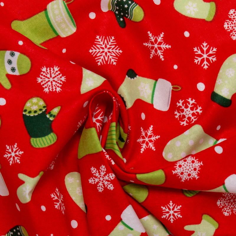 Printed Cotton - CHRISTMAS MAGIC - Christmas sock - Red