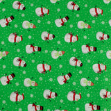 Printed Cotton - CHRISTMAS MAGIC - Snowman - Green