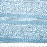 Christmas Flannelette Print - Snowflakes Stripes - Blue