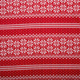 Christmas Flannelette Print - Snowflakes Stripes - Red