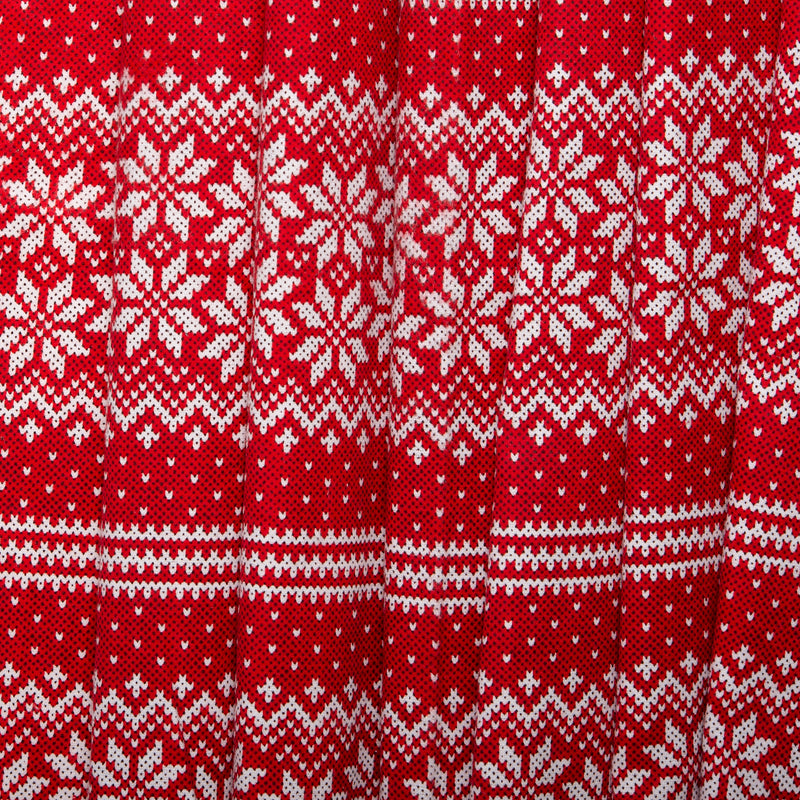 Flanellette imprimée de Noël - Rayure flocons - Rouge