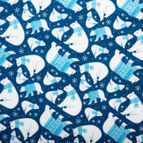 Flanellette imprimée de Noël - CHARLIE - Ours avec foulard - Bleu