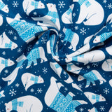 Flanellette imprimée de Noël - CHARLIE - Ours avec foulard - Bleu