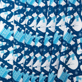 Flanellette imprimée de Noël - CHARLIE - Ours avec foulard - Bleu