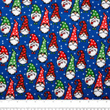 Christmas flannelette print - CHARLIE - Gnomes - Blue