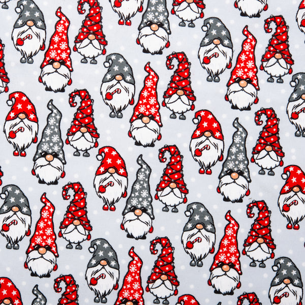 Christmas flannelette print - CHARLIE - Gnomes - Grey