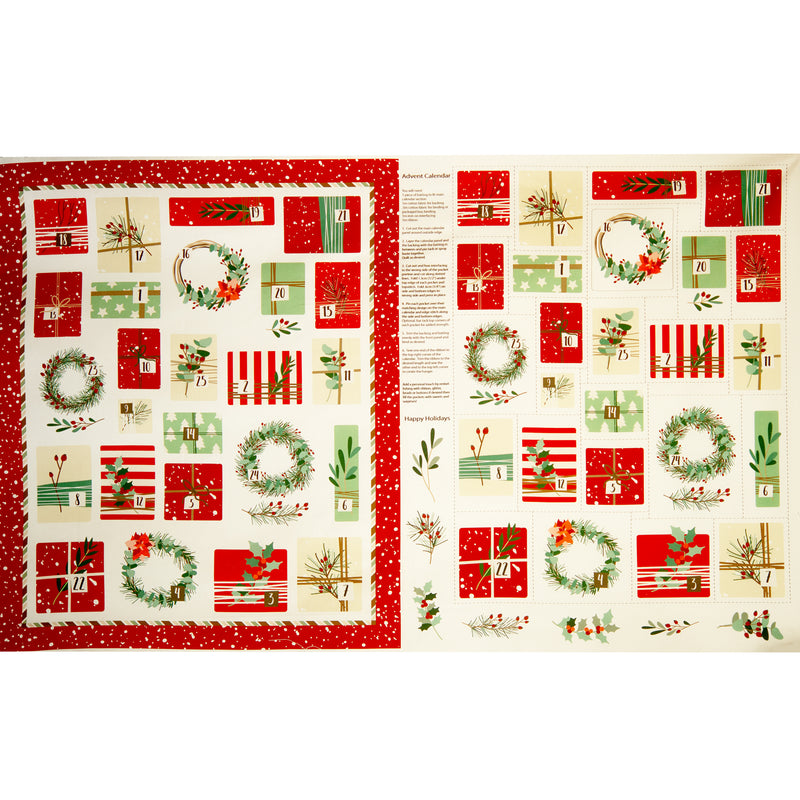 Advent Calendar Panels - Christmas Wreath 36'' x 44'' (90cm x 112cm)  - Red