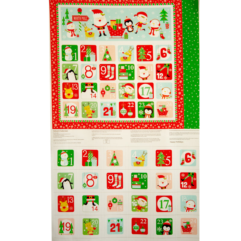Panneau calendrier de l'Avent - Père Noël 36'' x 44'' (90cm x 112cm)  - Vert
