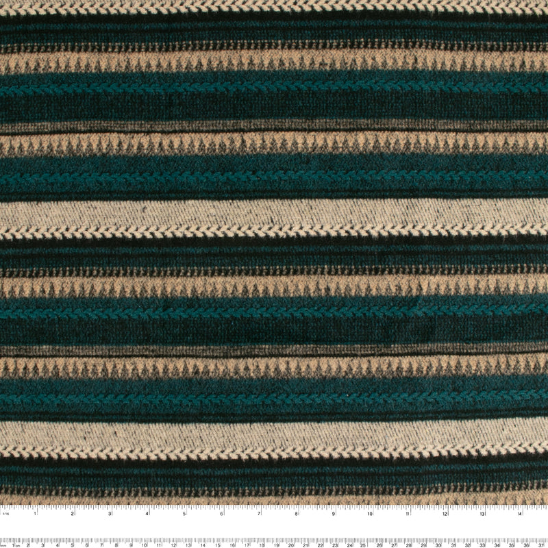 Tissu pour manteau en jacquard imprimé - &lt;NEW MEXICO&gt; - Rayures - Vert