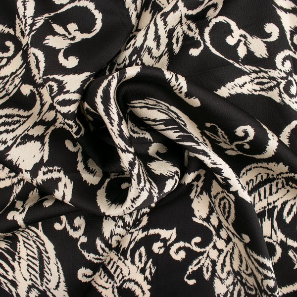 BUBBLE SHINE Printed Polyester - Leafs - Black