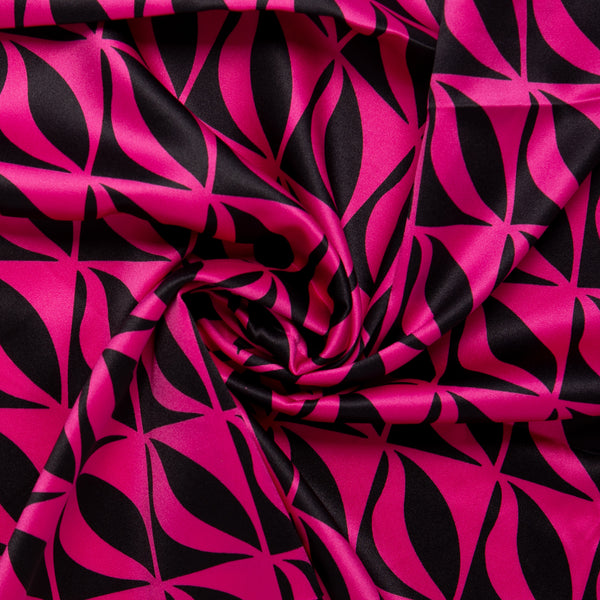 Printed Satin Velvet - CHARLOTTE - Geometric - Pink
