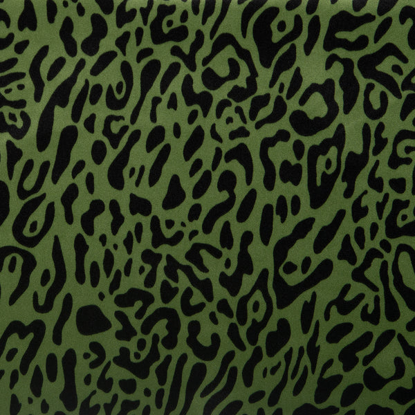 Printed Satin Velvet - CHARLOTTE - Leopard - Green