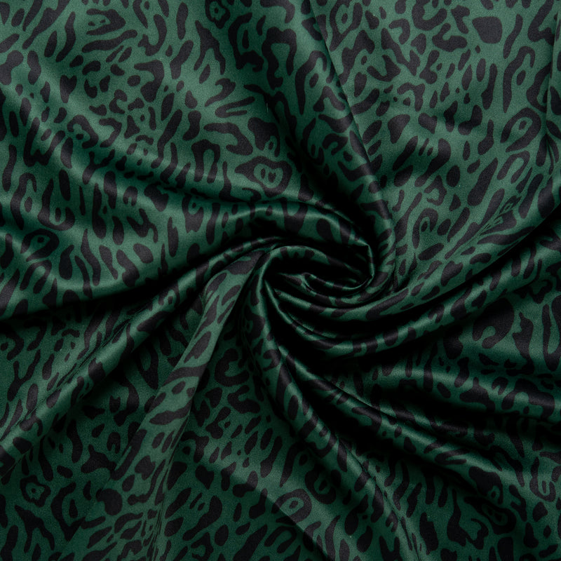 Printed Satin Velvet - CHARLOTTE - Leopard - Dark green