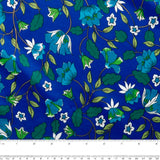 Printed Satin Velvet - CHARLOTTE - Clematis - Blue