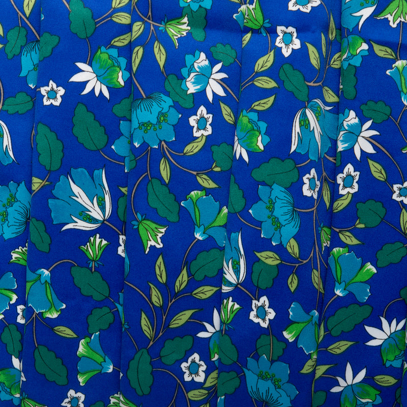 Printed Satin Velvet - CHARLOTTE - Clematis - Blue