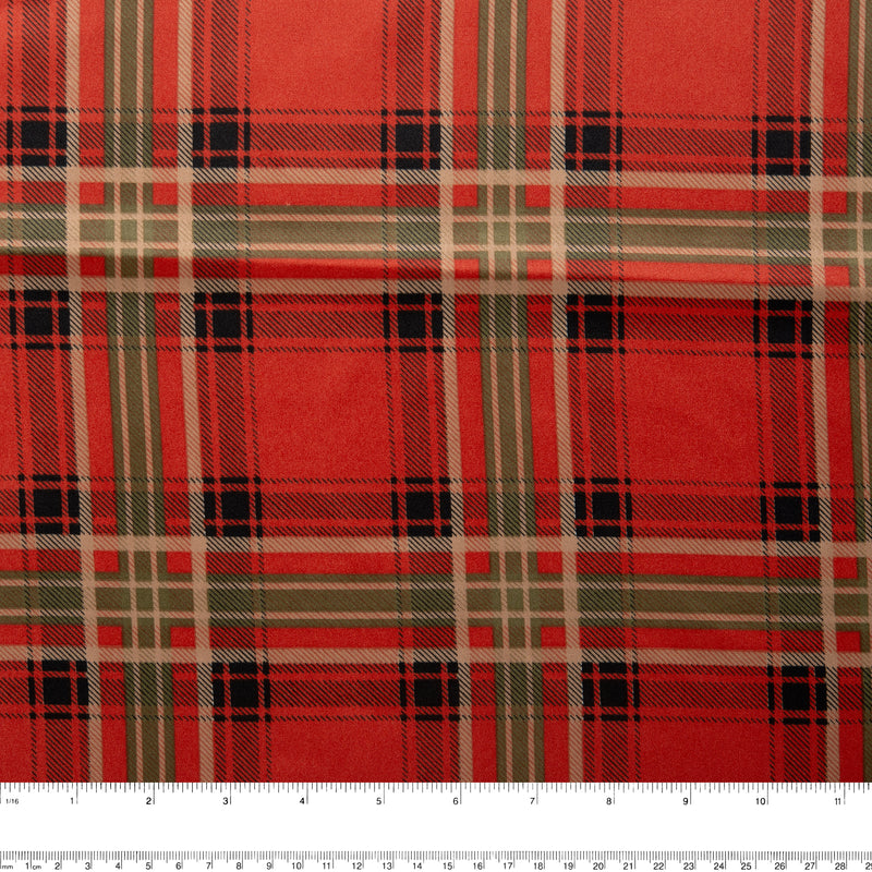 Printed Satin Velvet - CHARLOTTE - Plaids - Orange