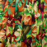 Printed Satin Velvet - CHARLOTTE - Chrysanthemum - Green