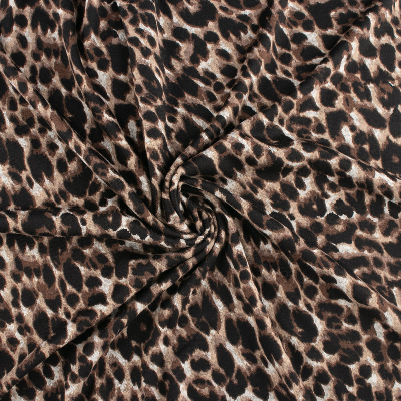 Printed Sweater Knit - HACCI - Leopards - Brown