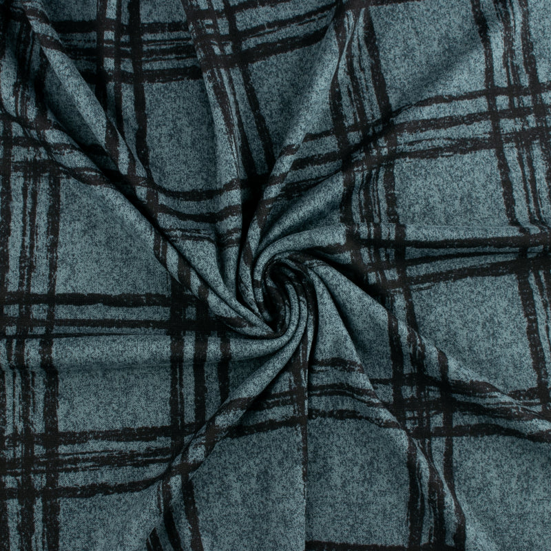 Printed Sweater Knit - HACCI - Plaids - Blue