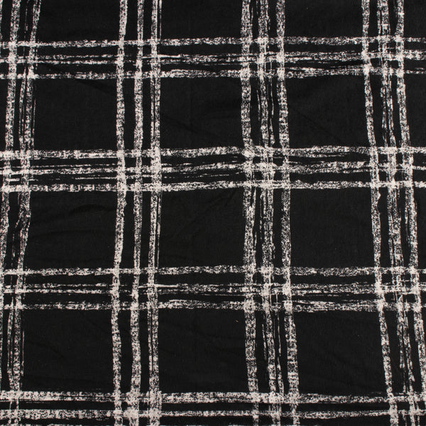 Printed Sweater Knit - HACCI - Plaids - Black