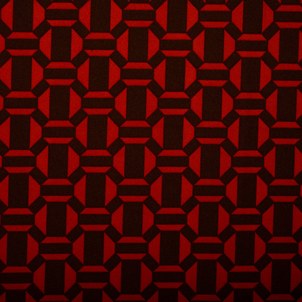 Crêpe imprimé - CREOLIA - Géométrique - Rouge
