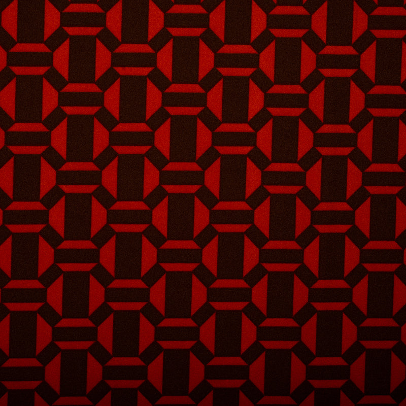 Crêpe imprimé - CREOLIA - Géométrique - Rouge