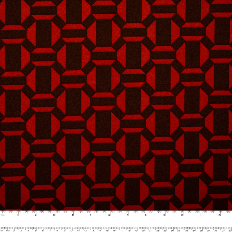 Printed Crepe - CREOLIA - Geometric - Red