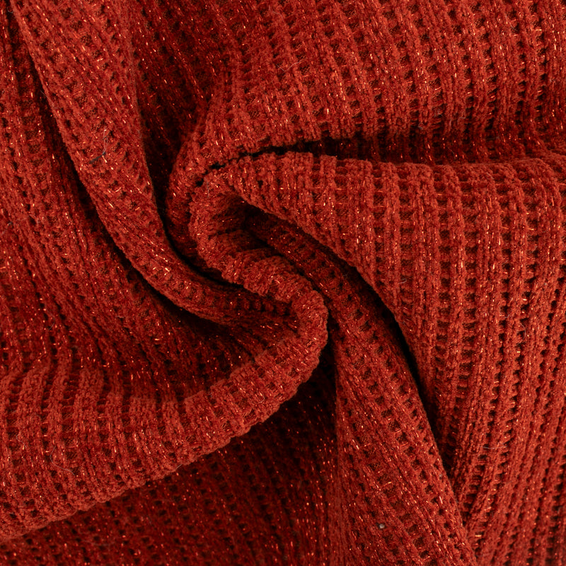 Solid Lurex Rib Knit - SICILY - Rust – Fabricville