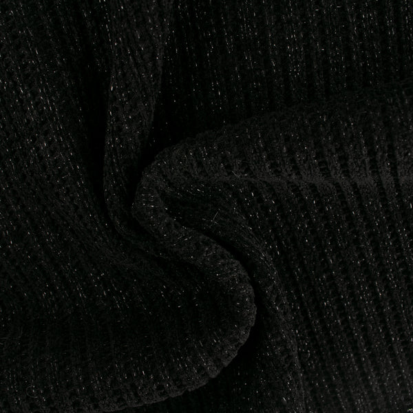 Tricot cotelé uni avec lurex - &lt;SICILY&gt; - Noir