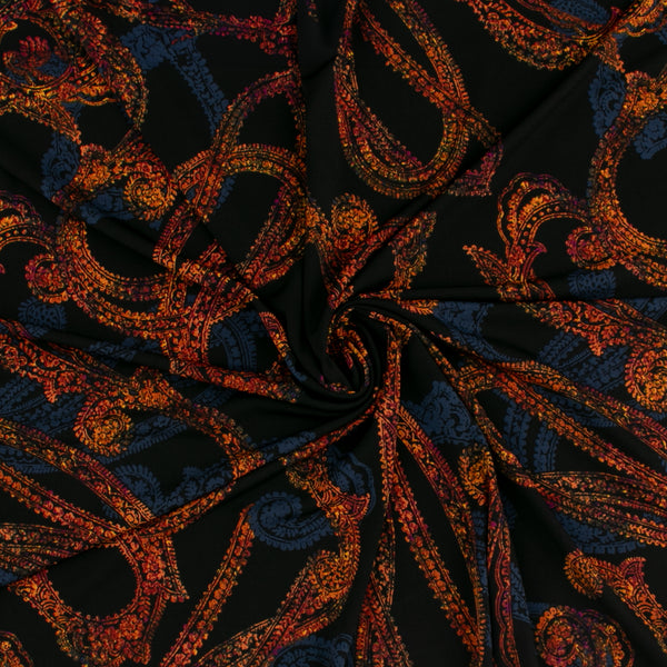 Printed Stretch Soft Knit - NAOMI - Traditionnal - Black
