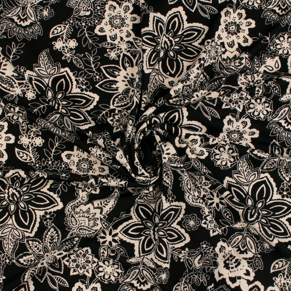 Printed Stretch Soft Knit - NAOMI - Florals - Black