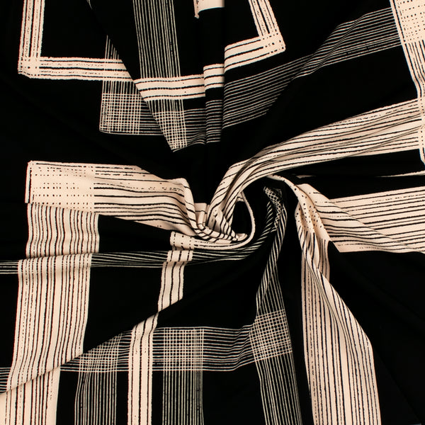 Printed Stretch Soft Knit - NAOMI - Geometric - Black