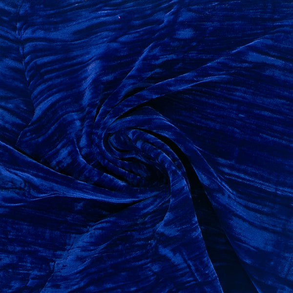 Solid Pleated Velvet - MAJESTIC - Blue