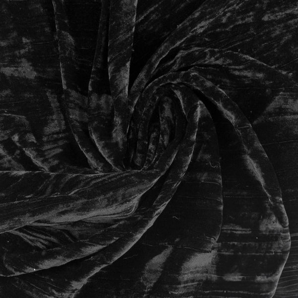 Solid Pleated Velvet - MAJESTIC - Black