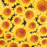 Coton imprimé - <SUNSHINE DAYDREAM> - Tournesol - Noir