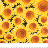 Printed Cotton - SUNSHINE DAYDREAM - Sunflowers - Black