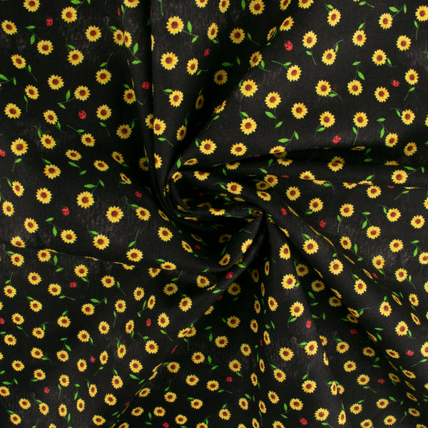 Printed Cotton - SUNSHINE DAYDREAM - Sunflower mini - Black