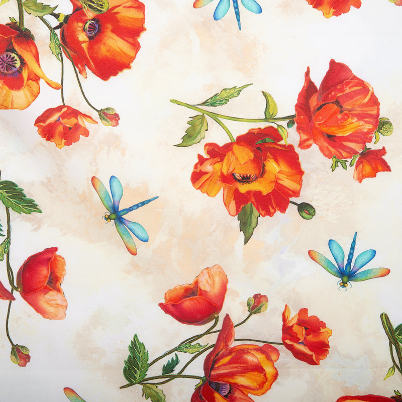 Digital Printed Cotton- CHARISMA - Poppy - Beige