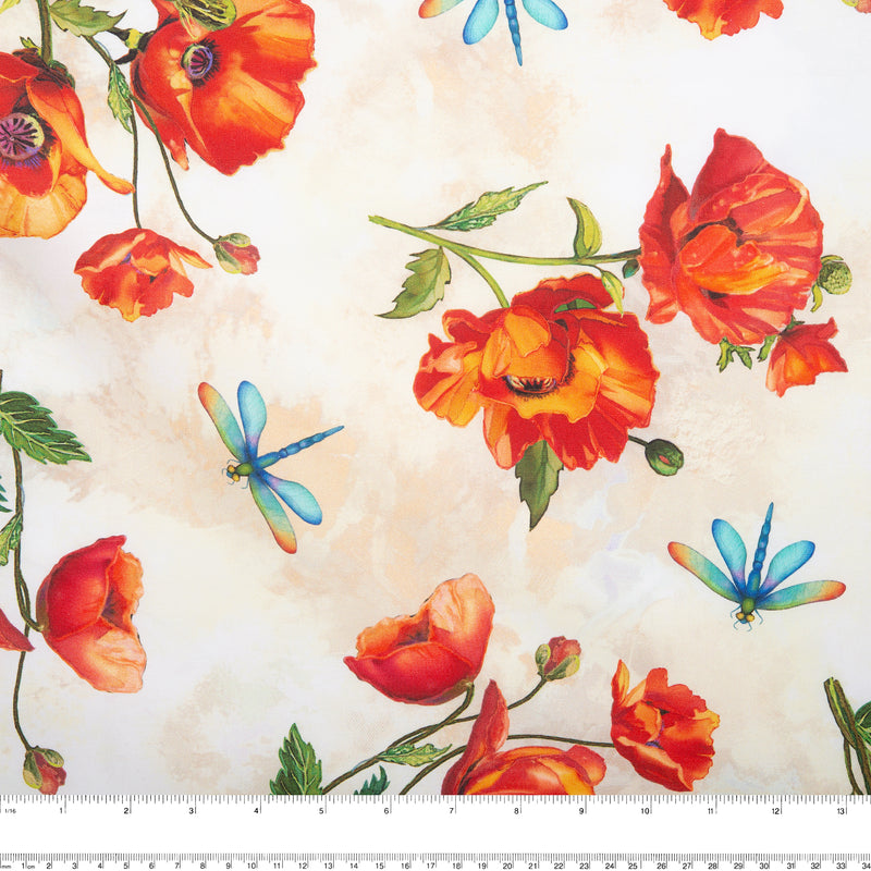 Digital Printed Cotton- CHARISMA - Poppy - Beige