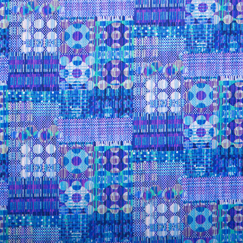 Coton imprimé - <KINETIC GEOMETRICS> - Carreaux pois - Bleu