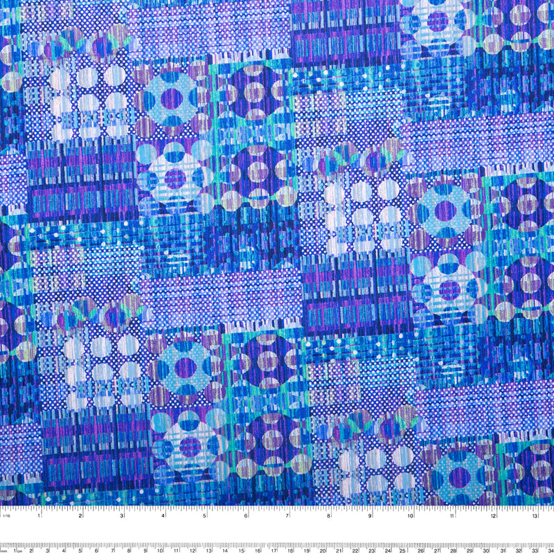 Printed cotton - KINETIC GEOMETRICS - Plaid dots - Blue