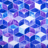 Coton imprimé - <KINETIC GEOMETRICS> - Géométrique - Mauve / Bleu