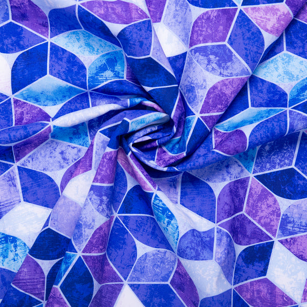 Printed cotton - KINETIC GEOMETRICS - Geometric - Purple / Blue