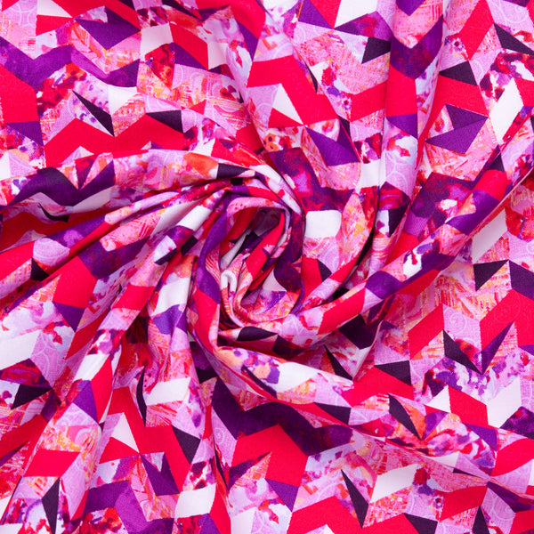 Printed cotton - KINETIC GEOMETRICS - Geometric triangle - Pink
