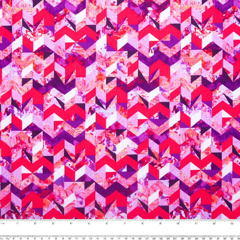 Printed cotton - KINETIC GEOMETRICS - Geometric triangle - Pink