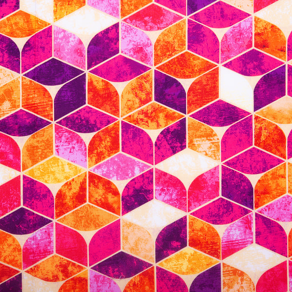 Printed cotton - KINETIC GEOMETRICS - Geometric - Pink / Orange