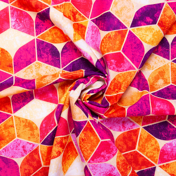 Printed cotton - KINETIC GEOMETRICS - Geometric - Pink / Orange