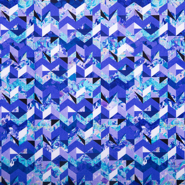 Coton imprimé - <KINETIC GEOMETRICS> - Géométrique triangle - Bleu