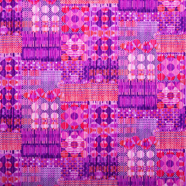 Printed cotton - KINETIC GEOMETRICS - Plaid dots - Purple